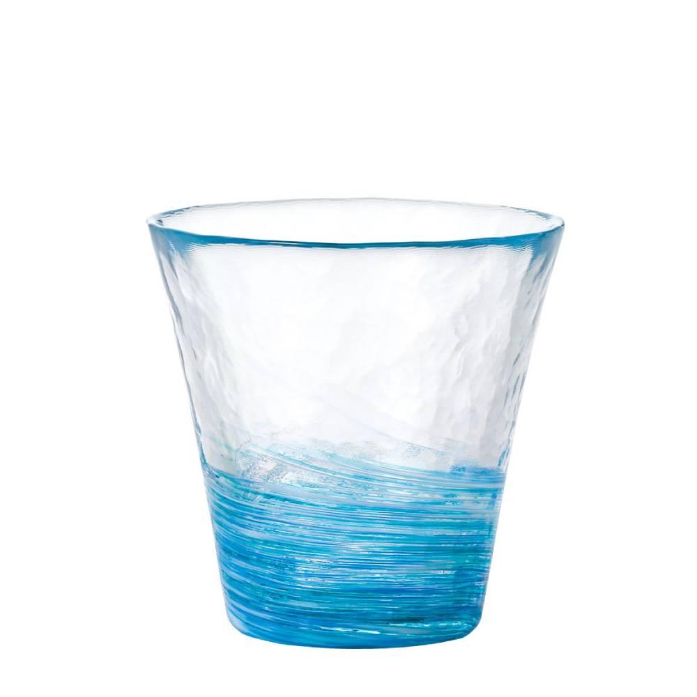 아데리아 핸드메이드 드링킹 글라스 소프트 소용돌이 블루 패턴 260ml