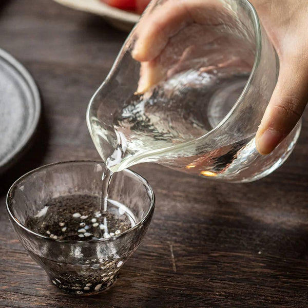 아데리아 수제 사케잔 유리잔 러스틱 메탈릭 패턴 85ml