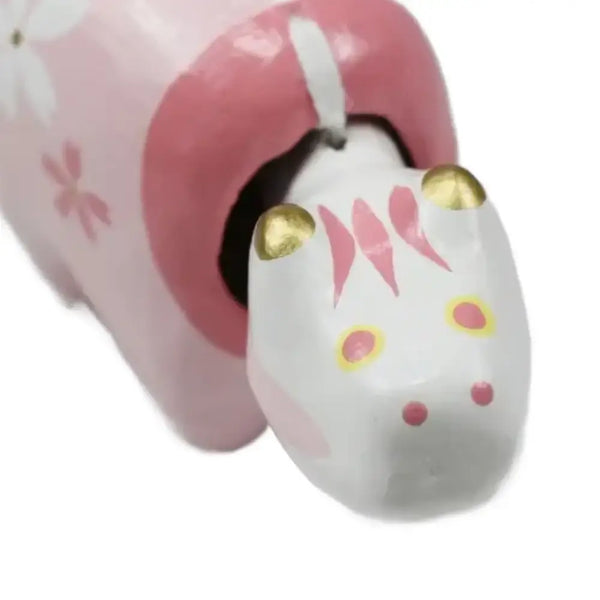 아카베코 사쿠라 핑크 행운의 소 조각상 손으로 만든 홈 장식