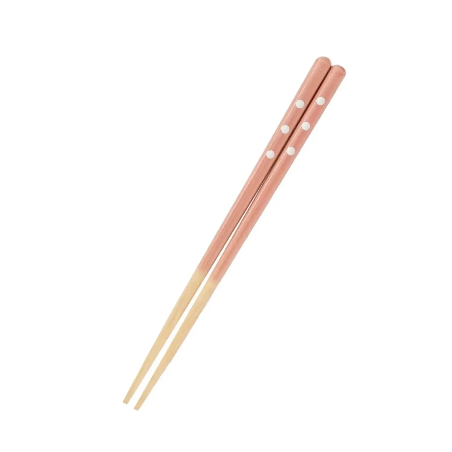 어린이 나무 젓가락 미끄럼 방지 간편한 그립 물방울 무늬 핑크 18cm