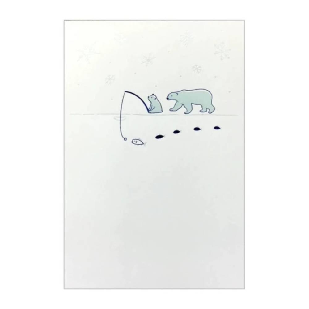 2월 계절 호일 스탬프 엽서 북극곰 디자인