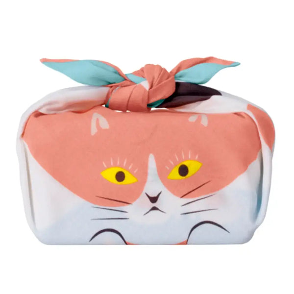 후로시키 현대적인 귀여운 고양이 얼굴 디자인 작은 면 포장 천 48cm