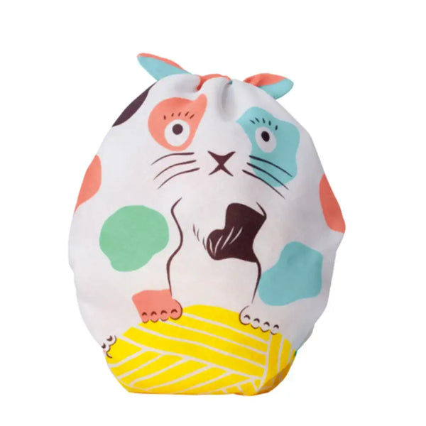 후로시키 현대적인 귀여운 고양이 얼굴 디자인 작은 면 포장 천 48cm
