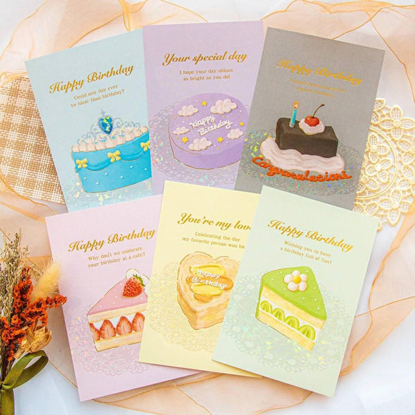 생일 축하 카드 금박 블루 크라운 케이크 디자인