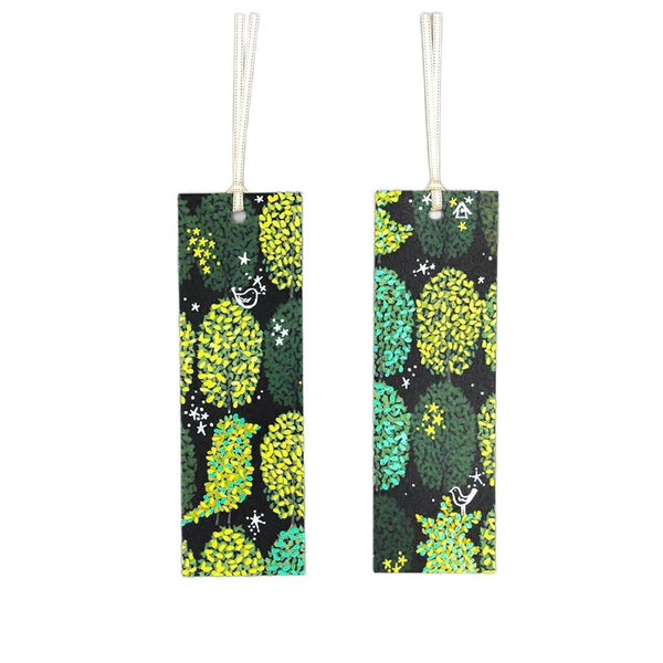 홀로그램 포일 스탬프 북마크 녹색 나무 디자인 2ct.