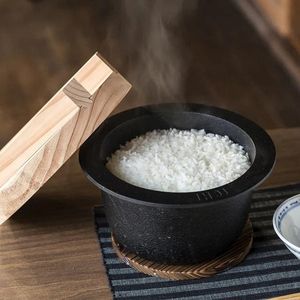 주철 소형 밥솥(나무 뚜껑 포함) IH 호환