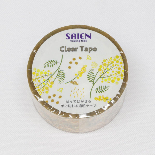 Kamiiso 사이엔 와시 테이프 노란색 꽃 무늬 골드 클리어 테이프 20mm