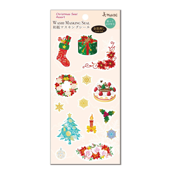 Kamiiso Washi 마스킹 씰 크리스마스 스크랩북 스티커 케이크 테마