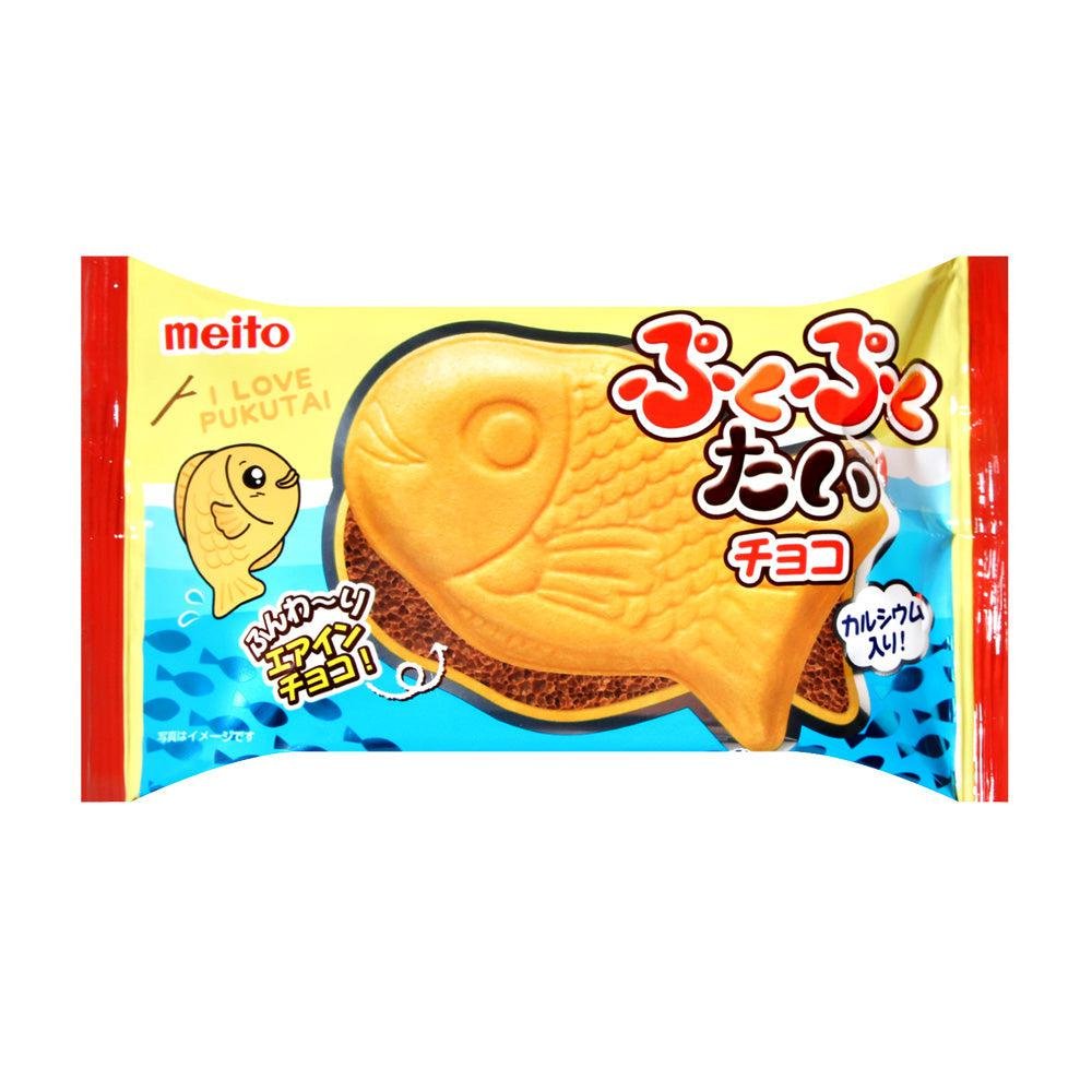 메이토 푸쿠푸쿠 타이 타이야키 초콜릿으로 채워진 생선 모양 모나카 웨이퍼(10팩)