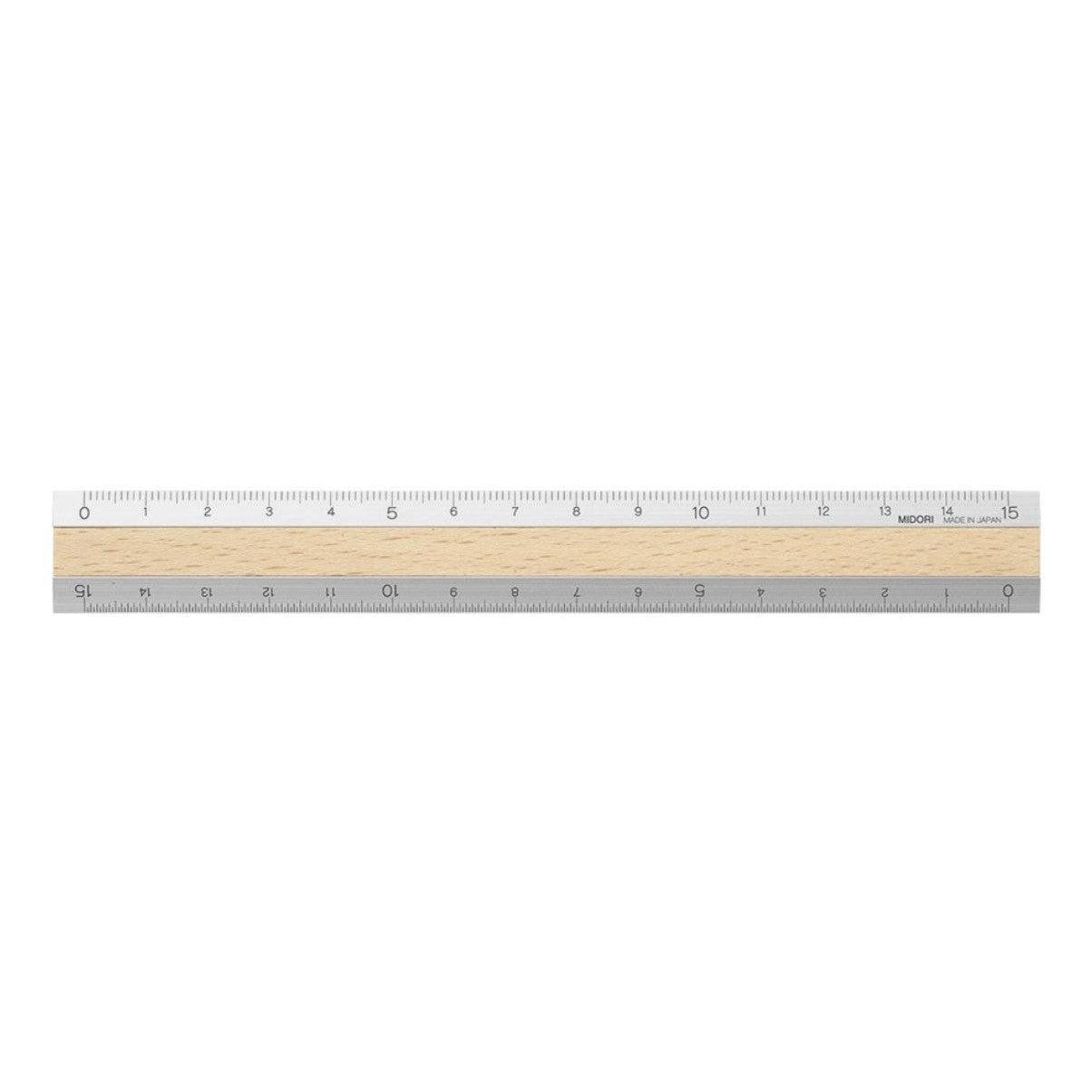 Midori 금속 및 목재 미터법 자 15cm 42257006