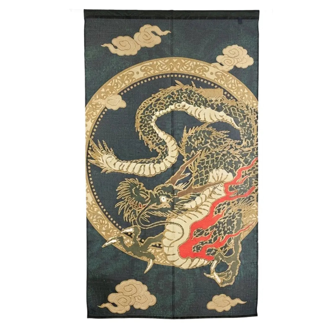노렌 골드 직조 출입구 커튼 일본 플라잉 드래곤 디자인 85x150cm