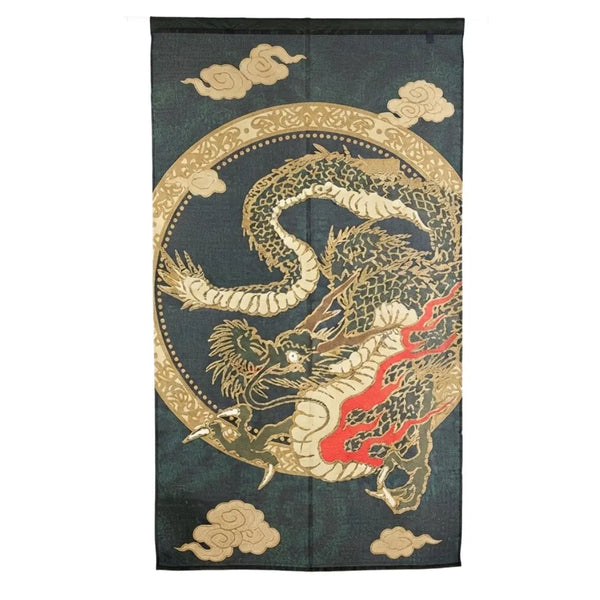 노렌 골드 직조 출입구 커튼 일본 플라잉 드래곤 디자인 85x150cm
