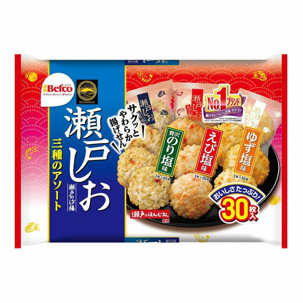 Befco 세토 시오 센베이 센베이 3가지 맛 모듬 30개입
