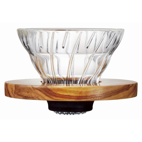 Hario V60 유리 커피 드리퍼 + 올리브 우드 1-2컵 VDGR-01-OV