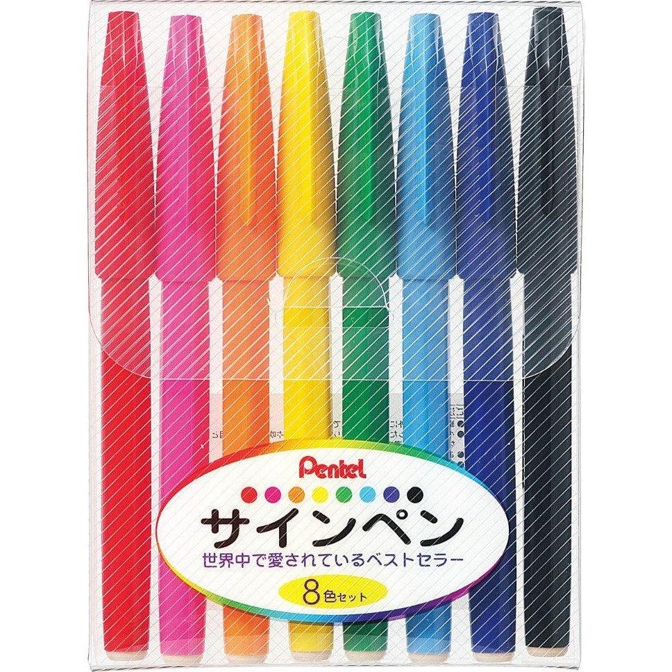펜텔 사인펜 마커 세트 섬유 팁 0.8mm 라인 S520-8 8색