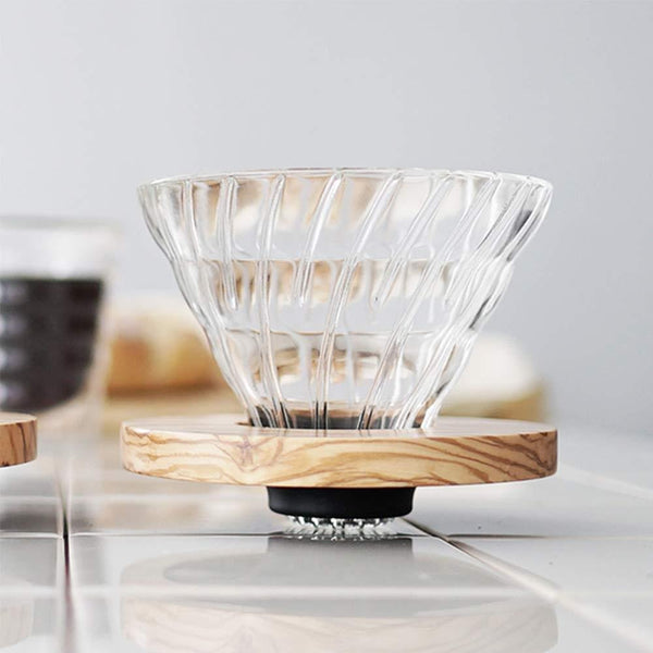 Hario V60 유리 커피 드리퍼 + 올리브 우드 1-4컵 VDGR-02-OV