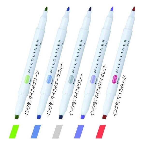 Zebra Mildliner 형광펜 마커 우아한 색상 WKT7-5C-NC-N