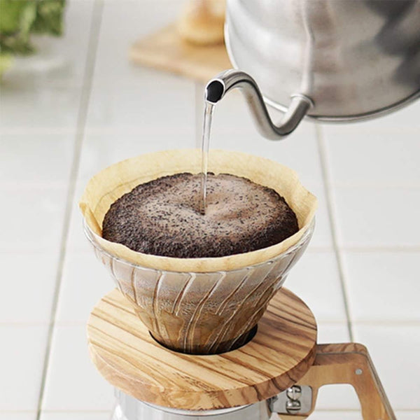 Hario V60 유리 커피 드리퍼 + 올리브 우드 1-4컵 VDGR-02-OV