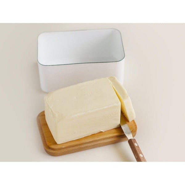 노다 호로 법랑 버터 접시 + 나무 뚜껑 450g