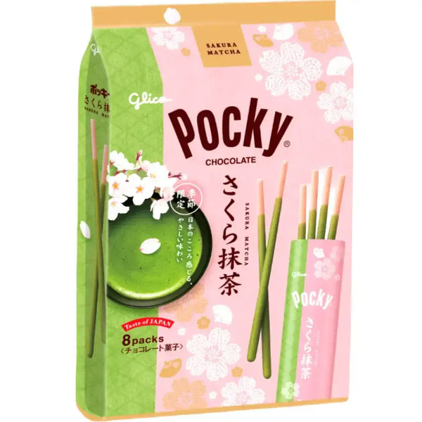 포키 사쿠라 말차 초콜릿 얇은 비스킷 스틱 8ct. (3팩)