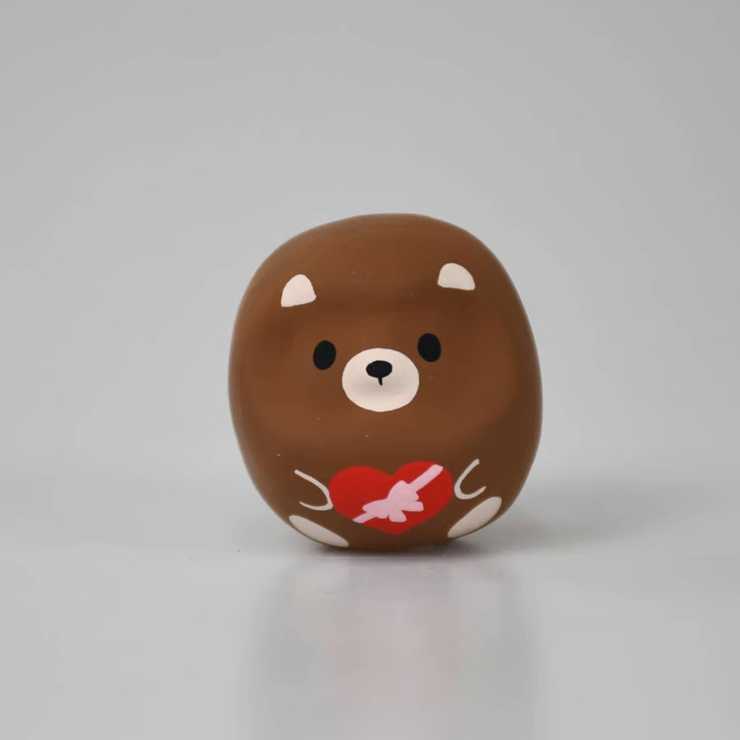 시라카와 다루마 귀여운 곰 다루마 인형 행운의 부적 4.5cm
