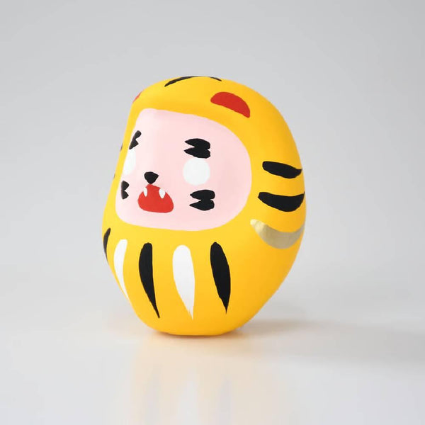 시라카와 다루마 노란 호랑이 다루마 인형 귀여운 호랑이 행운의 부적 8.5cm