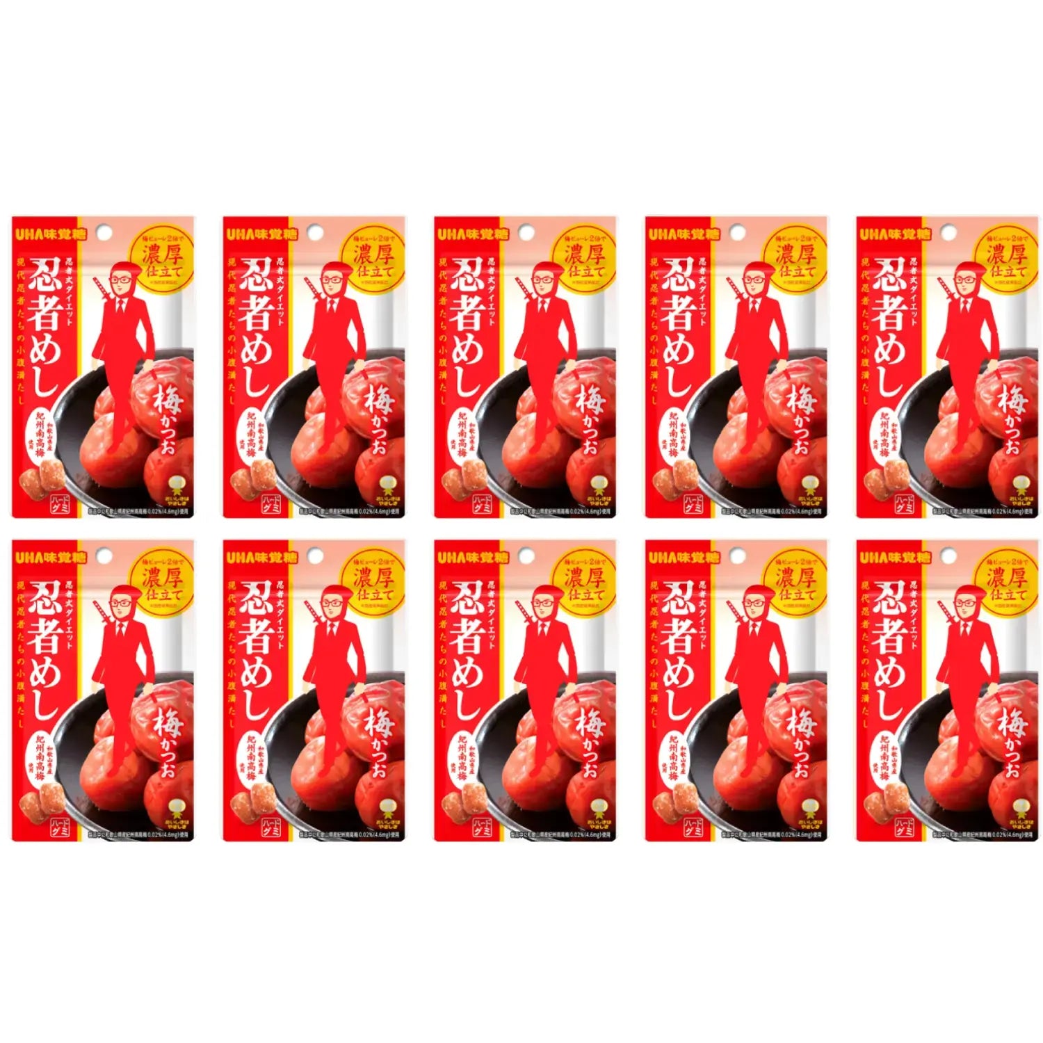UHA 미카쿠토 닌자메시 우메 가쓰오 매실 가다랭이 사탕 20g x 10봉지