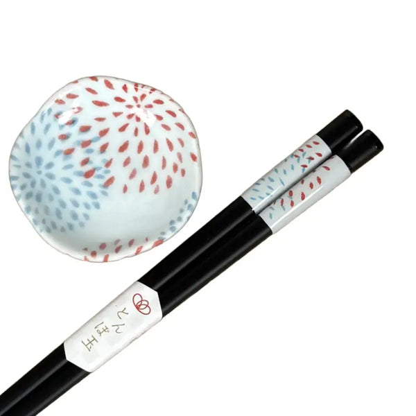 와카사 옻칠 젓가락 미노야키 작은 접시 불꽃 23ct