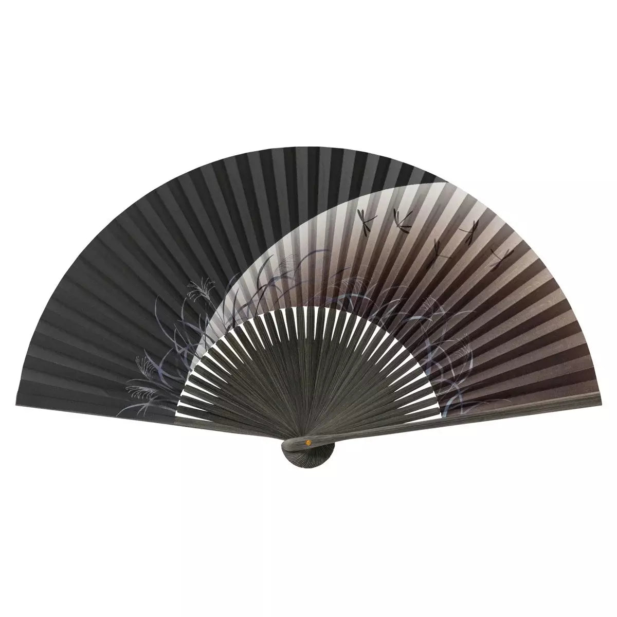 Yamani 잠자리 디자인 블랙 Sensu 휴대용 접이식 팬 21.5cm