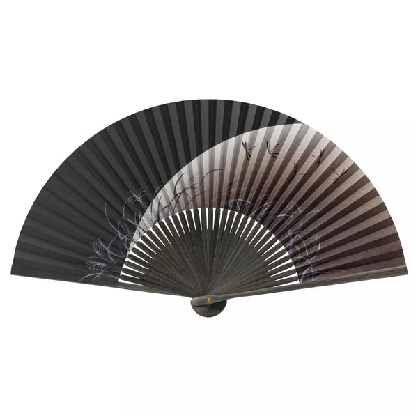 Yamani 잠자리 디자인 블랙 Sensu 휴대용 접이식 팬 21.5cm