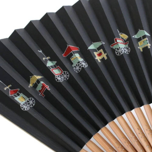 Yamani 축제 카트 디자인 블랙 Sensu 휴대용 접이식 팬 21.5cm