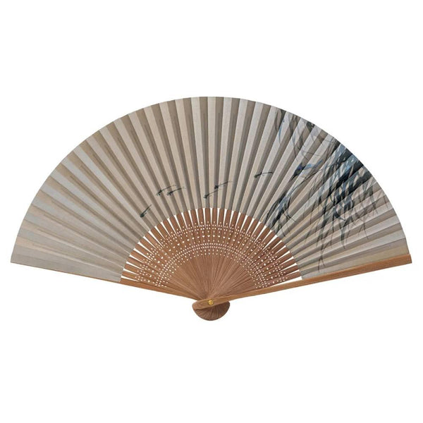 야마니 물총새 새 베이지 센수 휴대용 접이식 부채 21.5cm