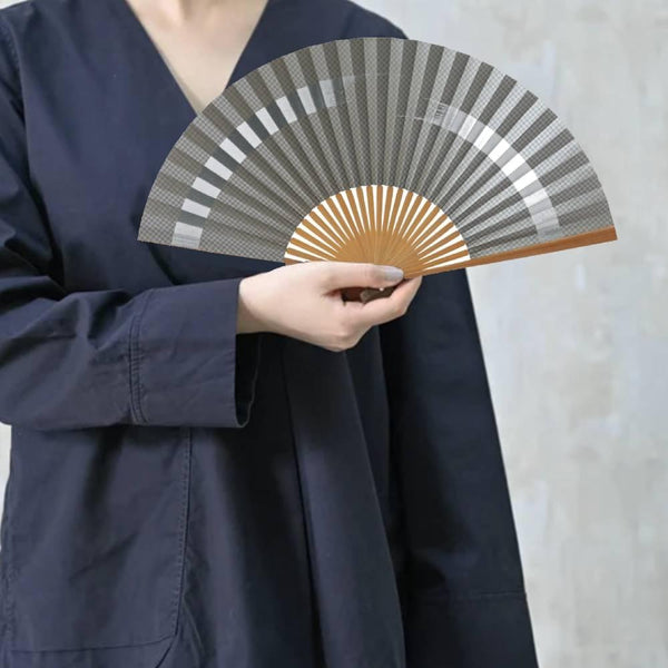 Yamani 모던 그레이 디자인 세련된 Sensu 휴대용 접이식 팬 22.5cm