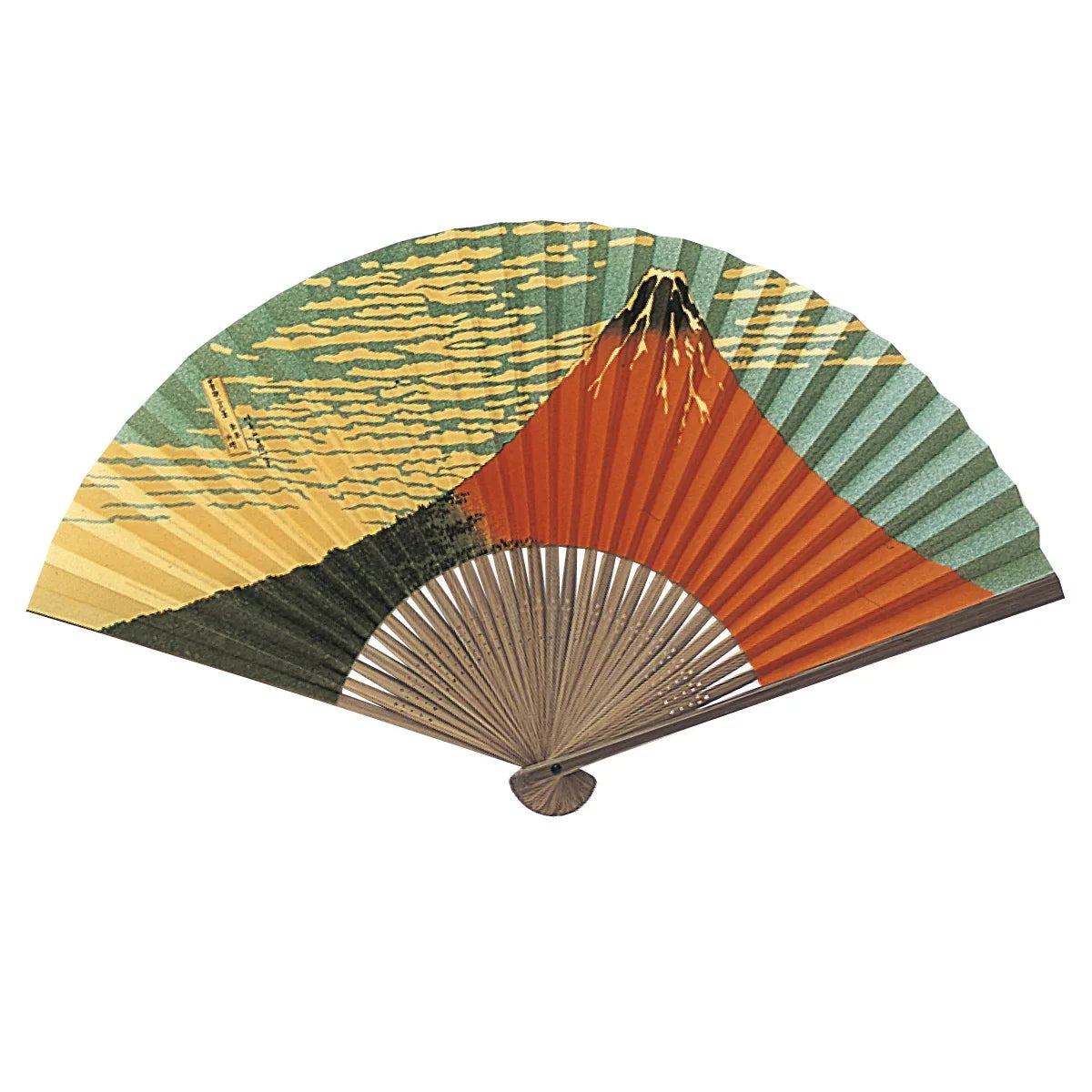 야마니 레드 후지산 디자인 일본 센수 접이식 부채 22.5cm