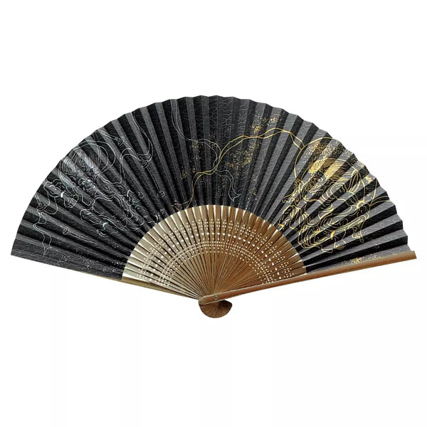 야마니 센수 부채 Fujin 및 Raijin Shinto Gods 디자인 21.5cm