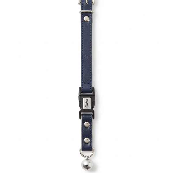 Add.Mate 소가죽 고양이목걸이 안전 해제 버클 블루 20-25cm