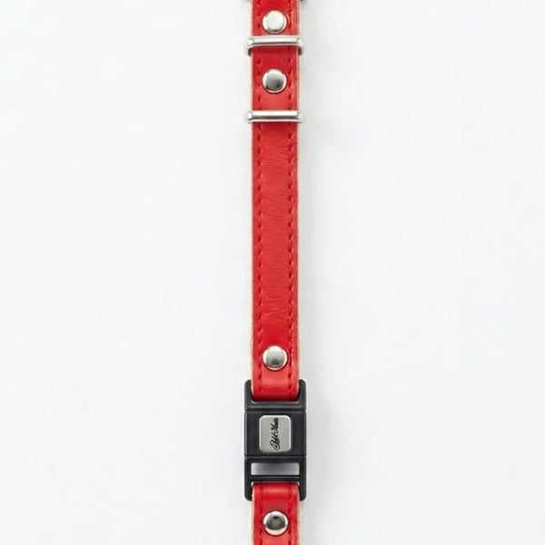 Add.Mate 소가죽 고양이목걸이 안전 해제 버클 레드 20-25cm