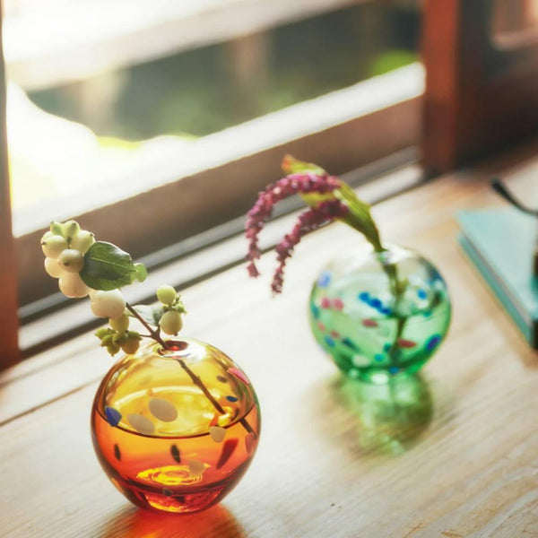 아데리아 유리 테마리 공 작은 꽃병 저녁 구름 디자인 65mm