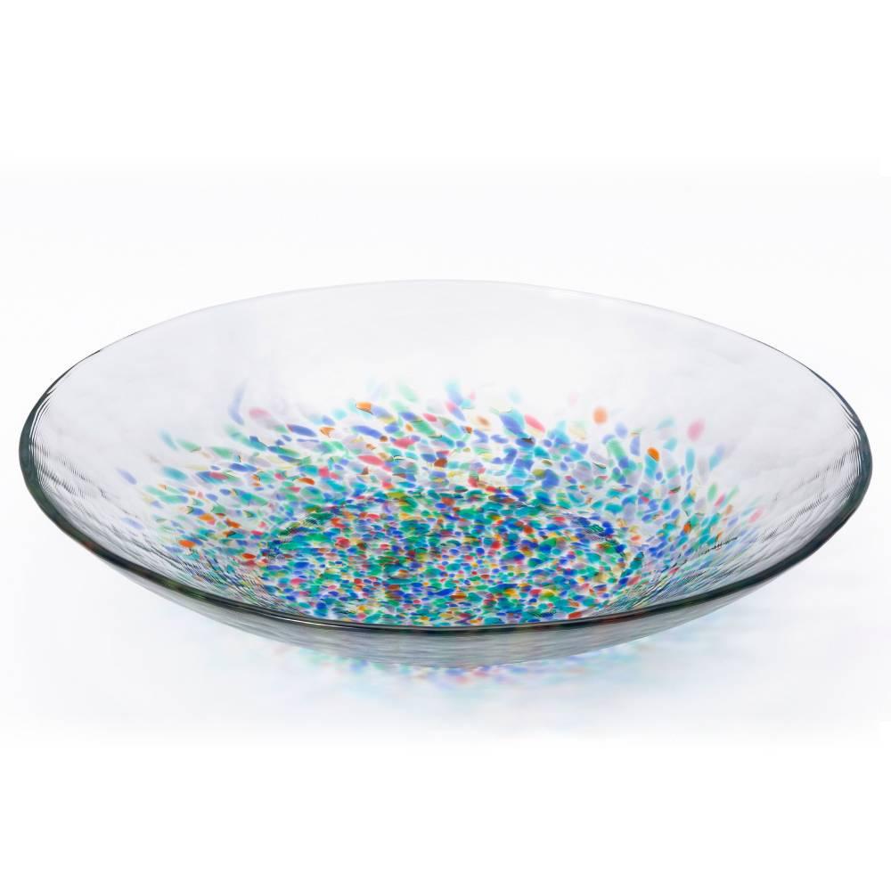 Aderia 대형 유리 서빙 접시 블루 불꽃놀이 디자인 230mm