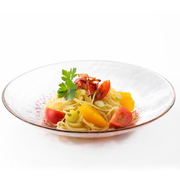 아데리아 대형 유리 서빙 접시 레드 불꽃놀이 디자인 230mm