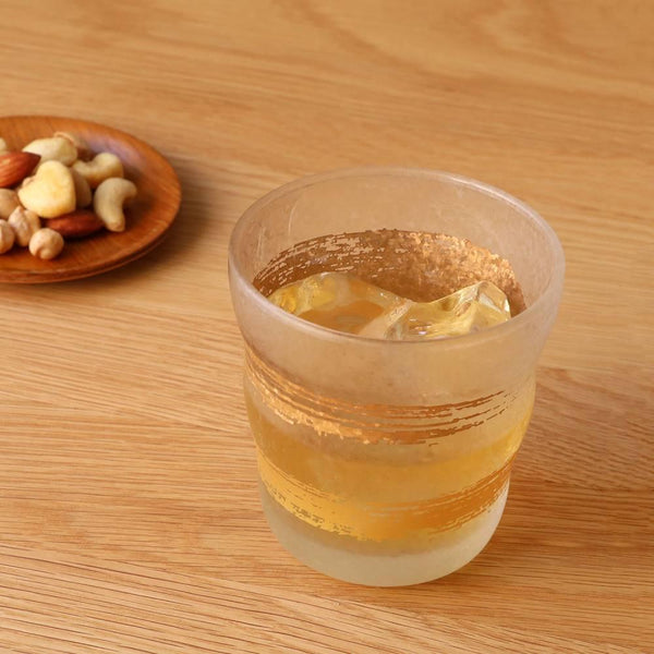 아데리아 프리미엄 골드 패턴 프로스트 올드 패션드 록스 글라스 335ml