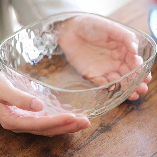 아데리아 사각 그릇 대형 딤플 유리 서빙 접시 165mm