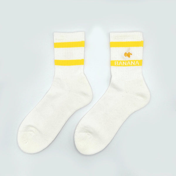 바나나 탈취 및 지속 가능한 흰색 크루 양말 25-28cm