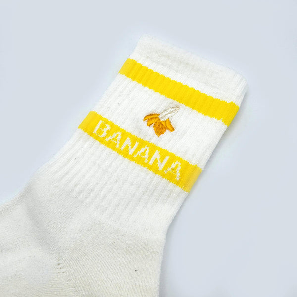 바나나 탈취 및 지속 가능한 흰색 크루 양말 25-28cm