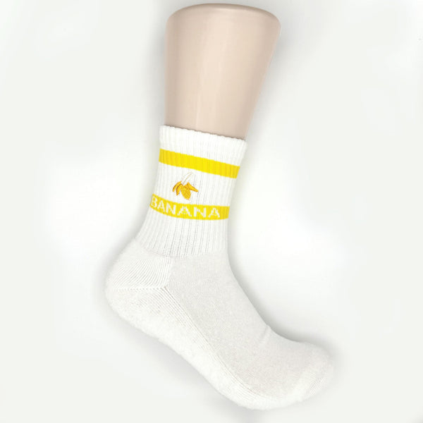 바나나 탈취 및 지속 가능한 흰색 크루 양말 25-28cm