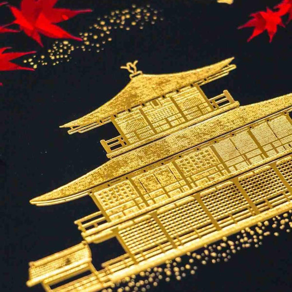 가을의 금각사 검정 & 금박 엽서 가을 단풍