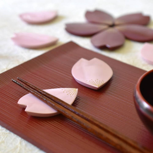 장식 젓가락 받침 벚꽃 꽃잎 모양 핑크 1개
