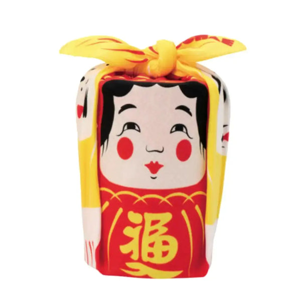 보자기 네 다루마 인형 빨간색 노란색 면 보자기 48cm