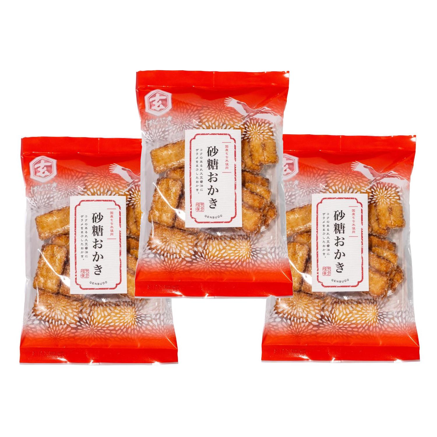 겐부도 자라메 간장 센베이 크리스탈 설탕 코팅 (3개 팩)