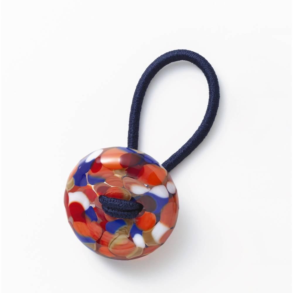 헤어 드롭 수제 유리 구슬 머리끈 라즈베리 레드 글래스